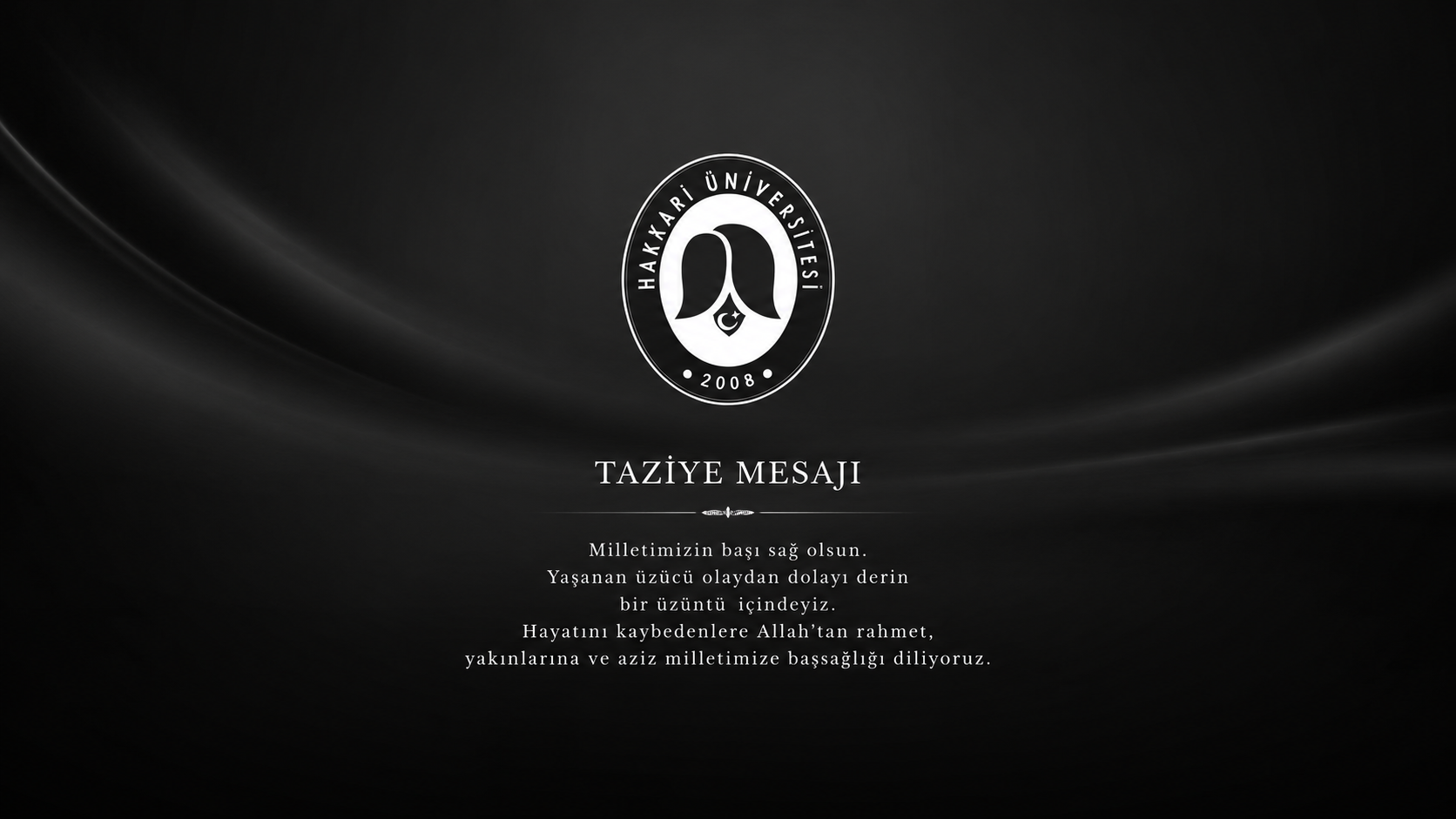 Hakkari Üniversitesi taziye mesajı görseli
